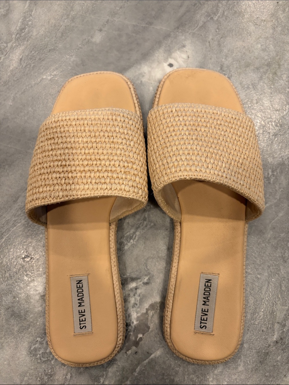 Steve Madden Natural Woven Slide Sandals